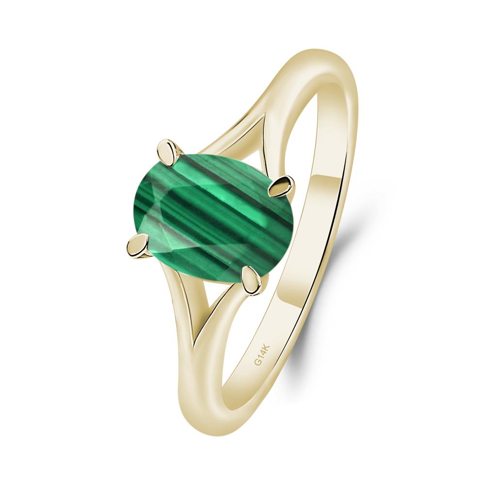 Malachite Split Shank Engagement Ring - LUO Jewelry #metal_14k yellow gold