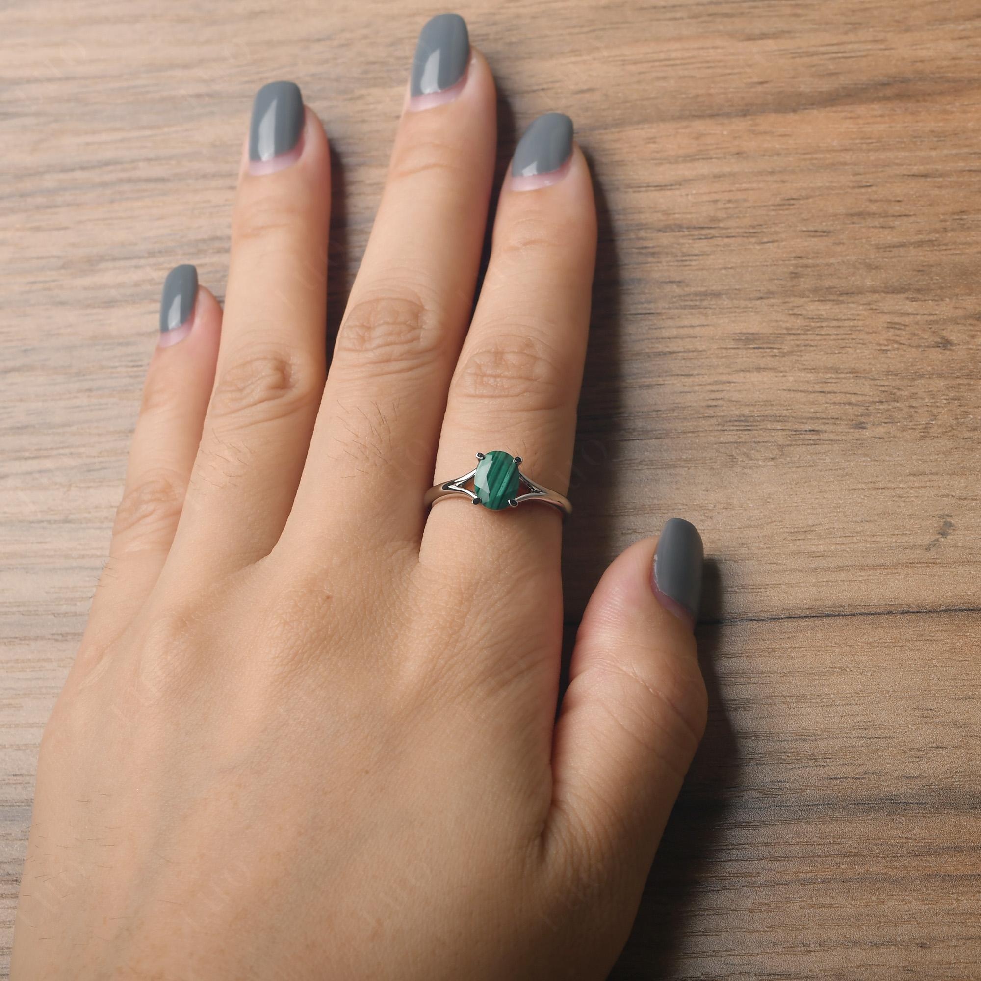 Malachite Split Shank Engagement Ring - LUO Jewelry 