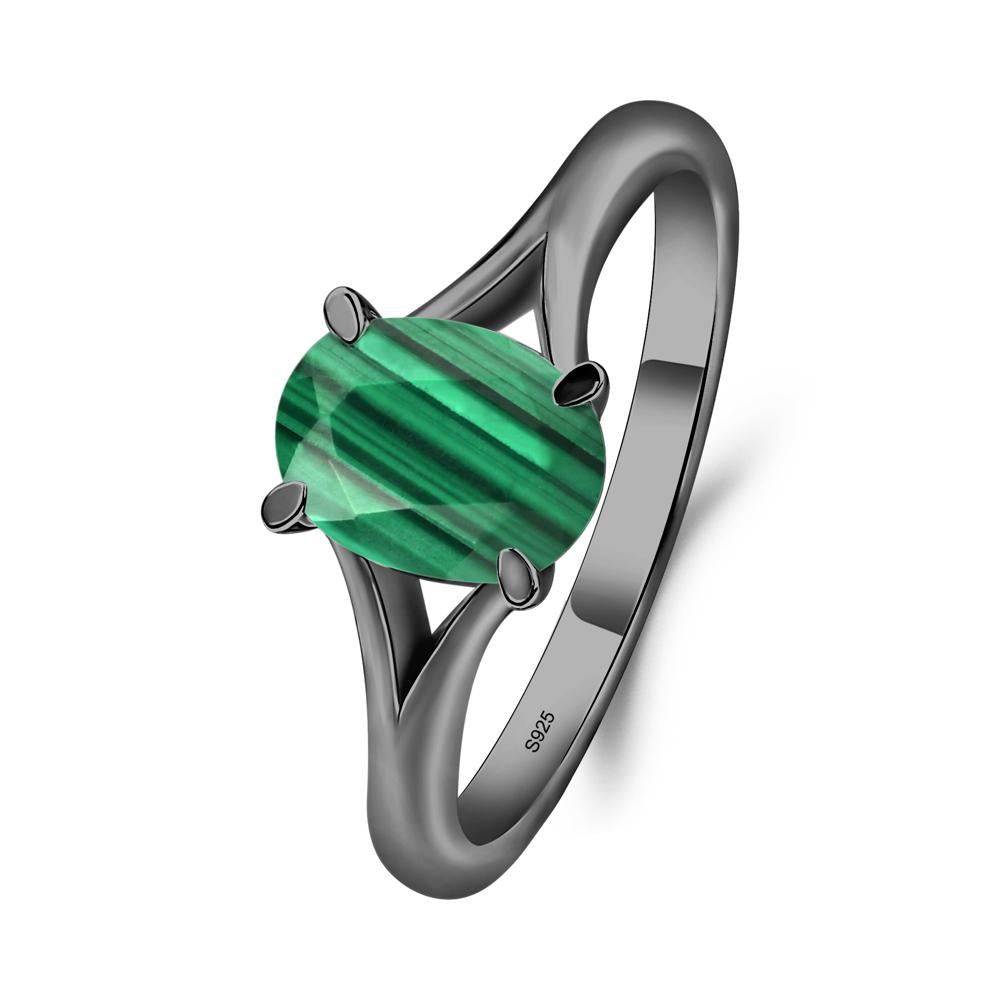 Malachite Split Shank Engagement Ring - LUO Jewelry #metal_black finish sterling silver