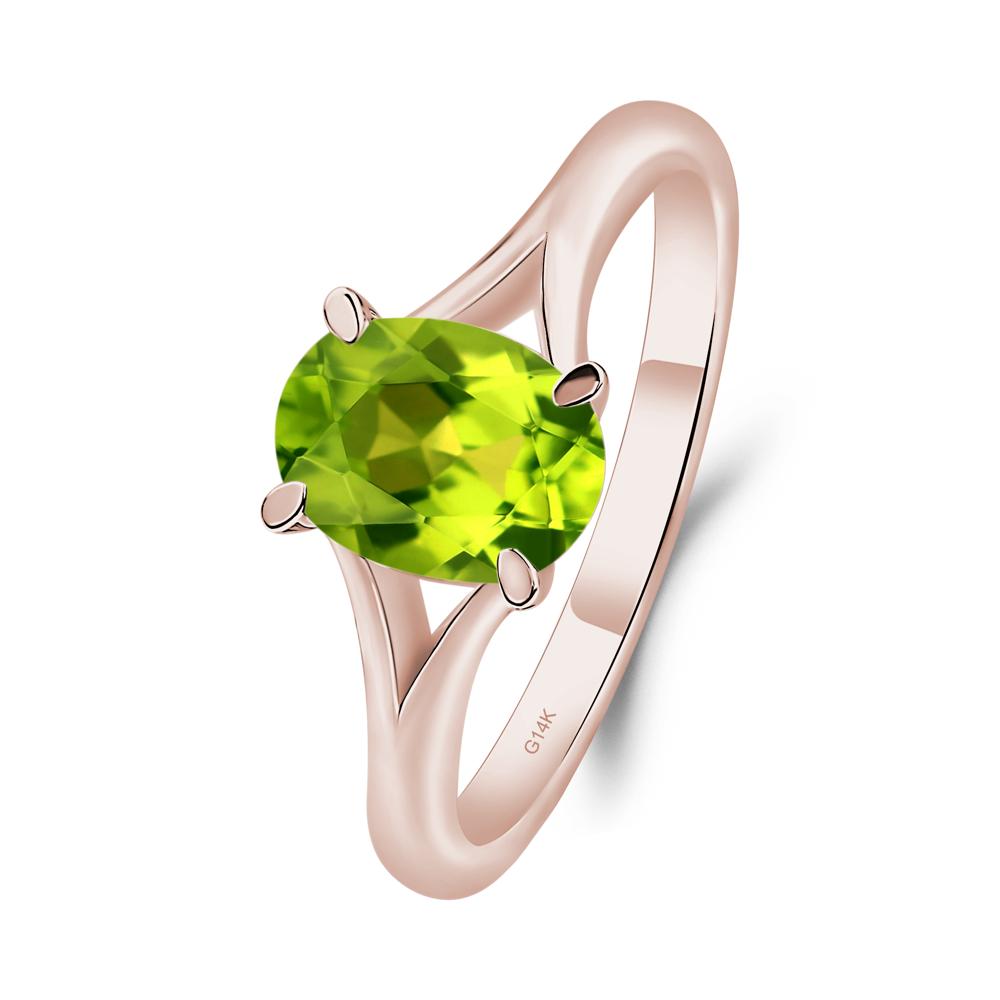 Peridot Split Shank Ring - LUO Jewelry #metal_14k rose gold