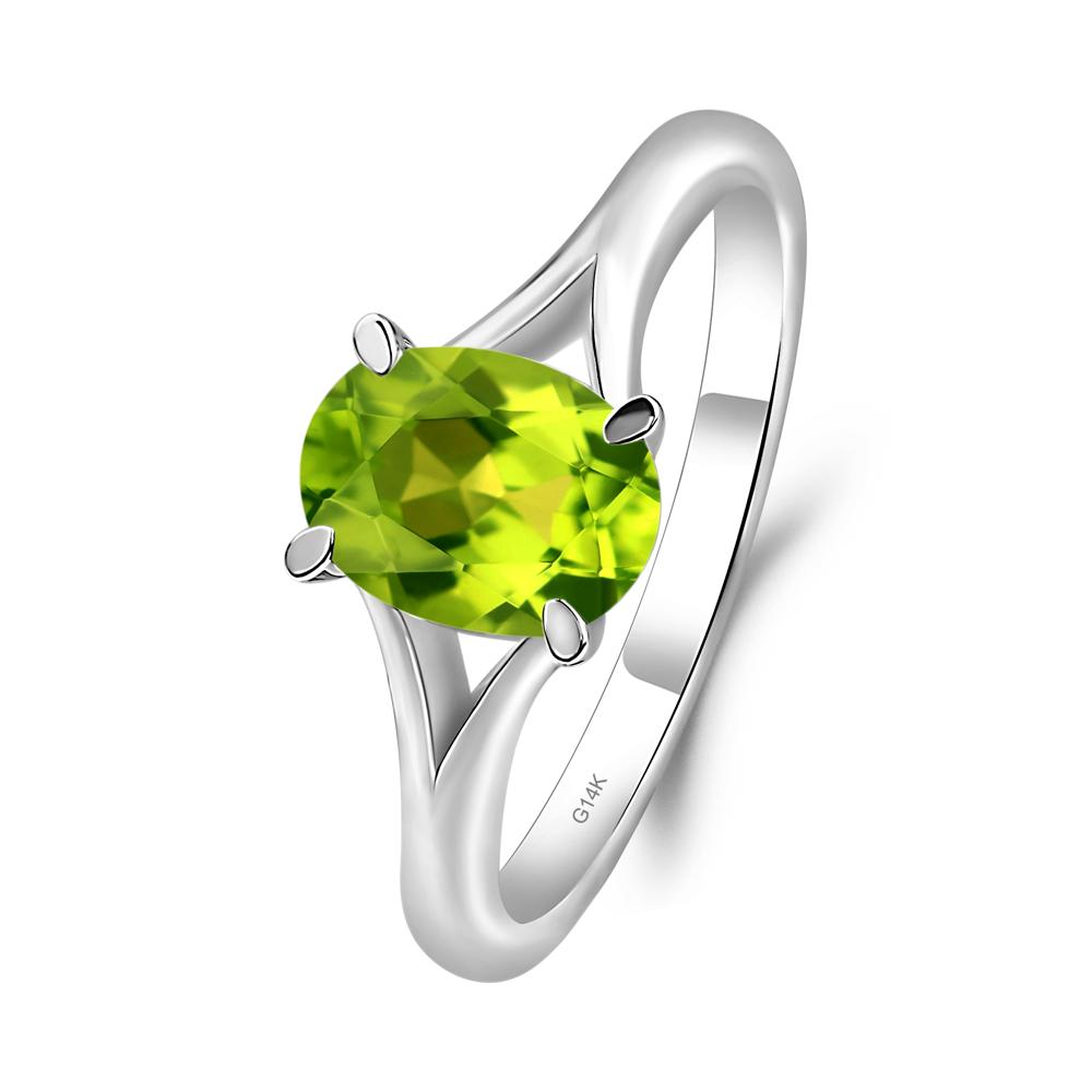 Peridot Split Shank Ring - LUO Jewelry #metal_14k white gold