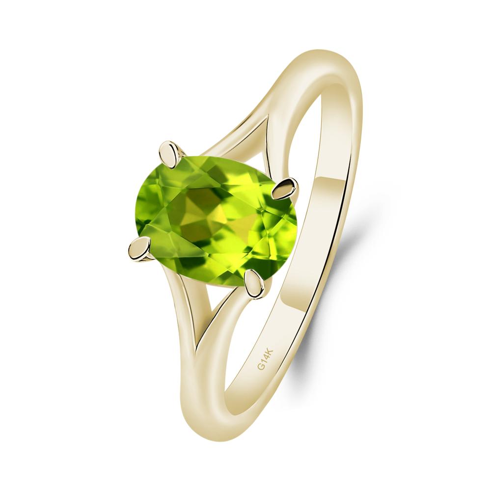 Peridot Split Shank Ring - LUO Jewelry #metal_14k yellow gold