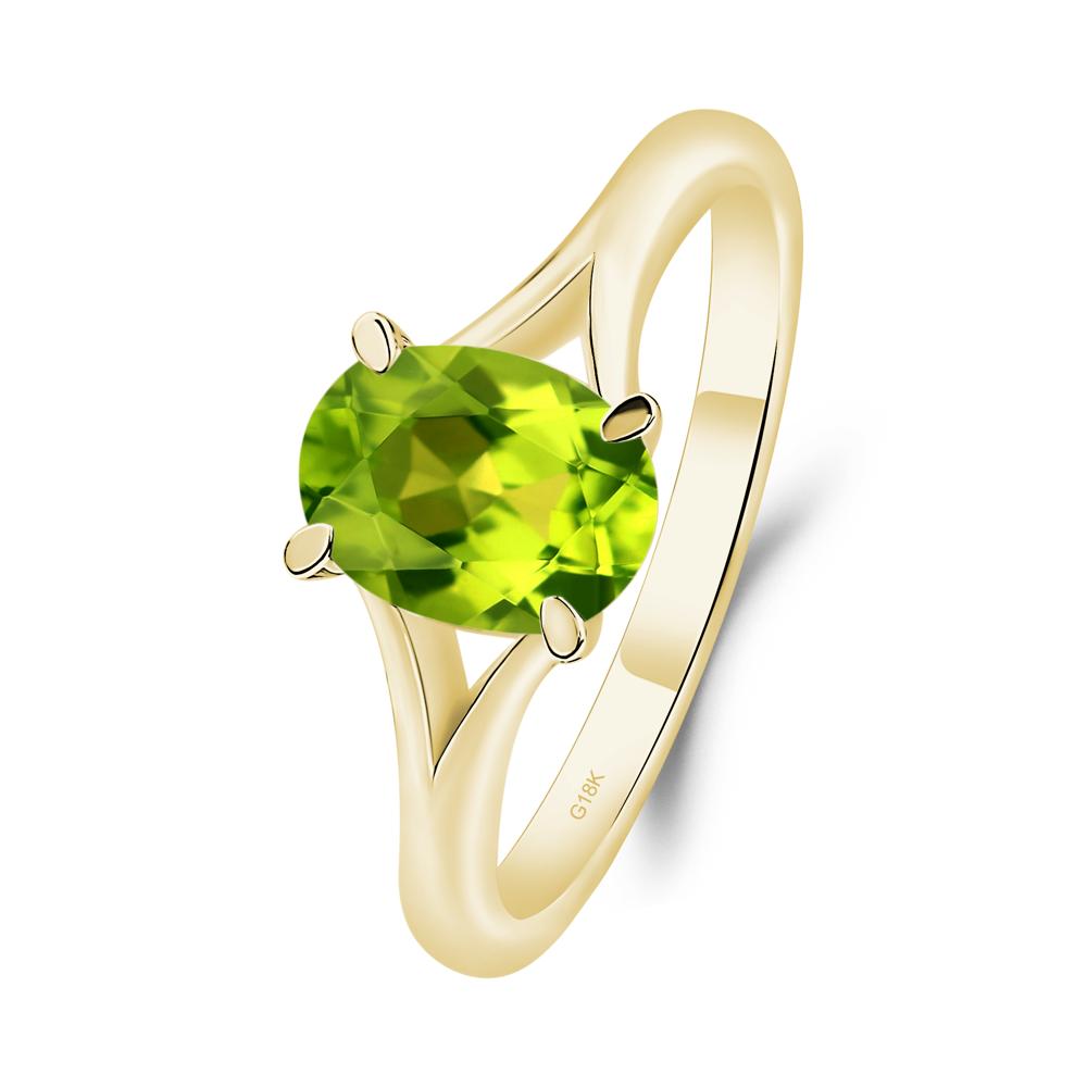 Peridot Split Shank Ring - LUO Jewelry #metal_18k yellow gold