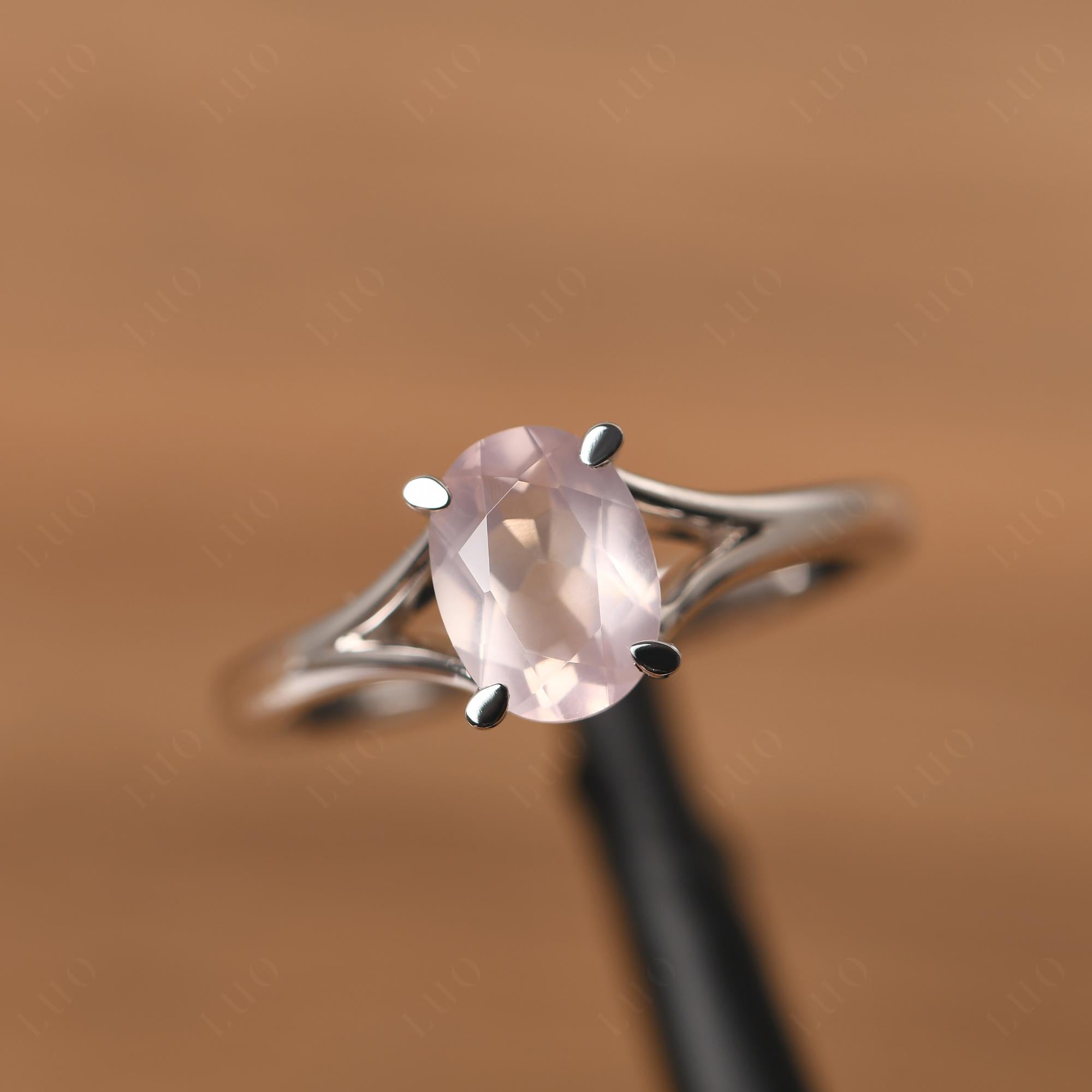 Rose Quartz Solitaire Promise Ring - LUO Jewelry 