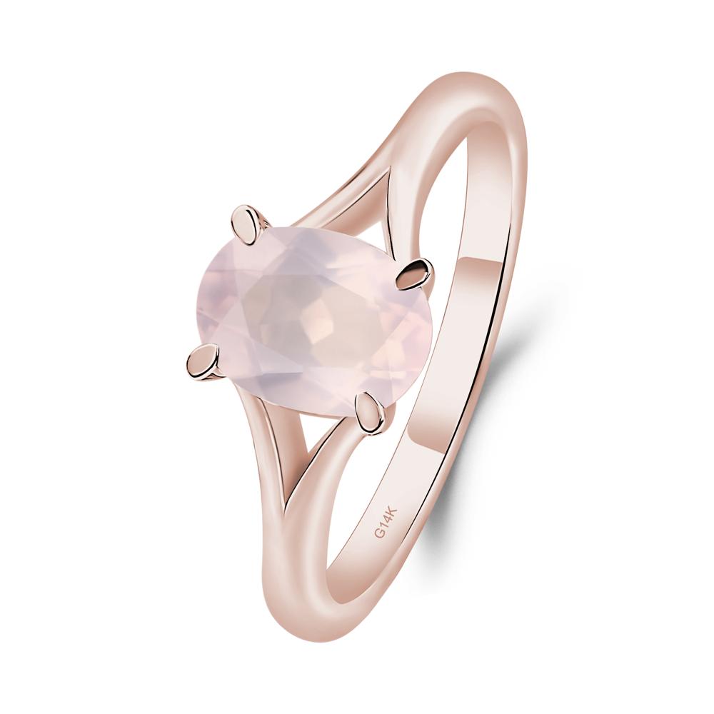 Rose Quartz Solitaire Promise Ring - LUO Jewelry #metal_14k rose gold