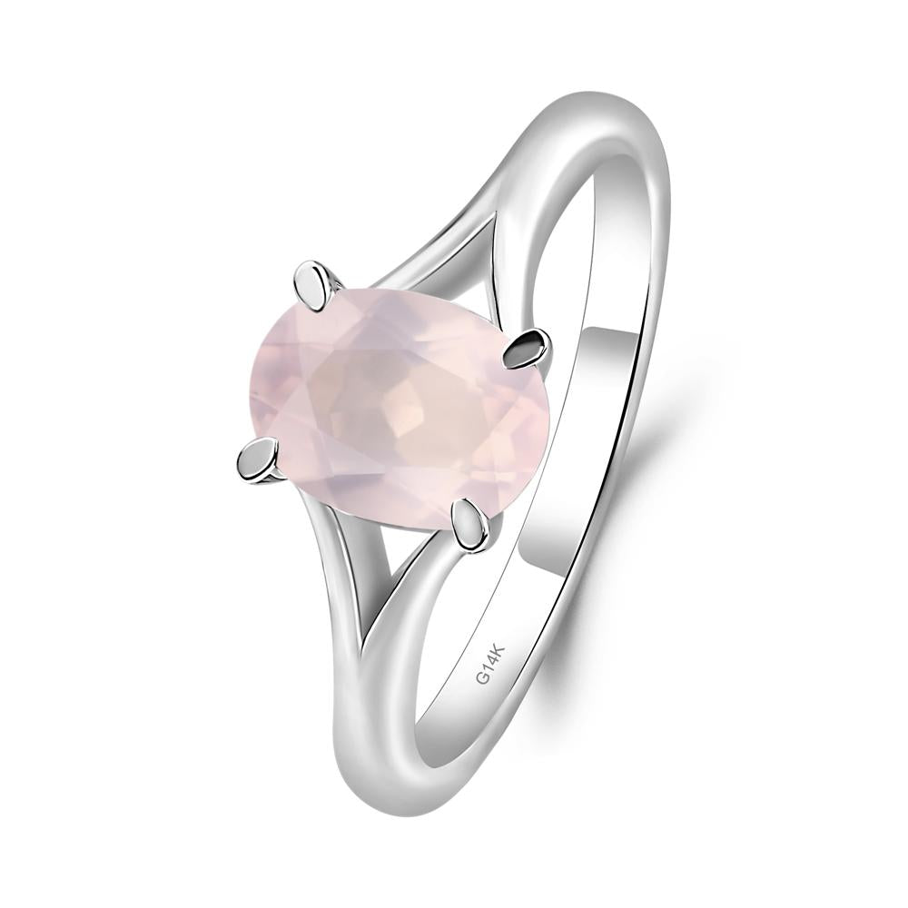 Rose Quartz Solitaire Promise Ring - LUO Jewelry #metal_14k white gold