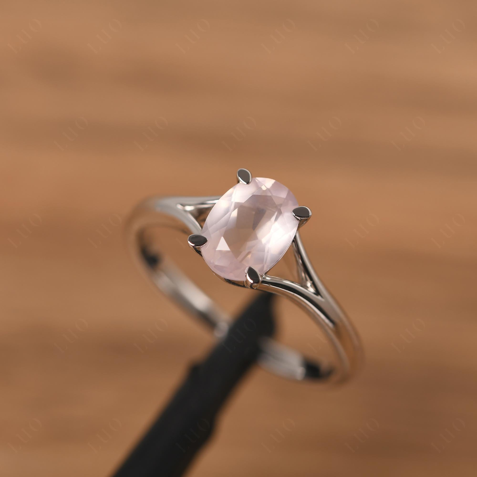 Rose Quartz Solitaire Promise Ring - LUO Jewelry 