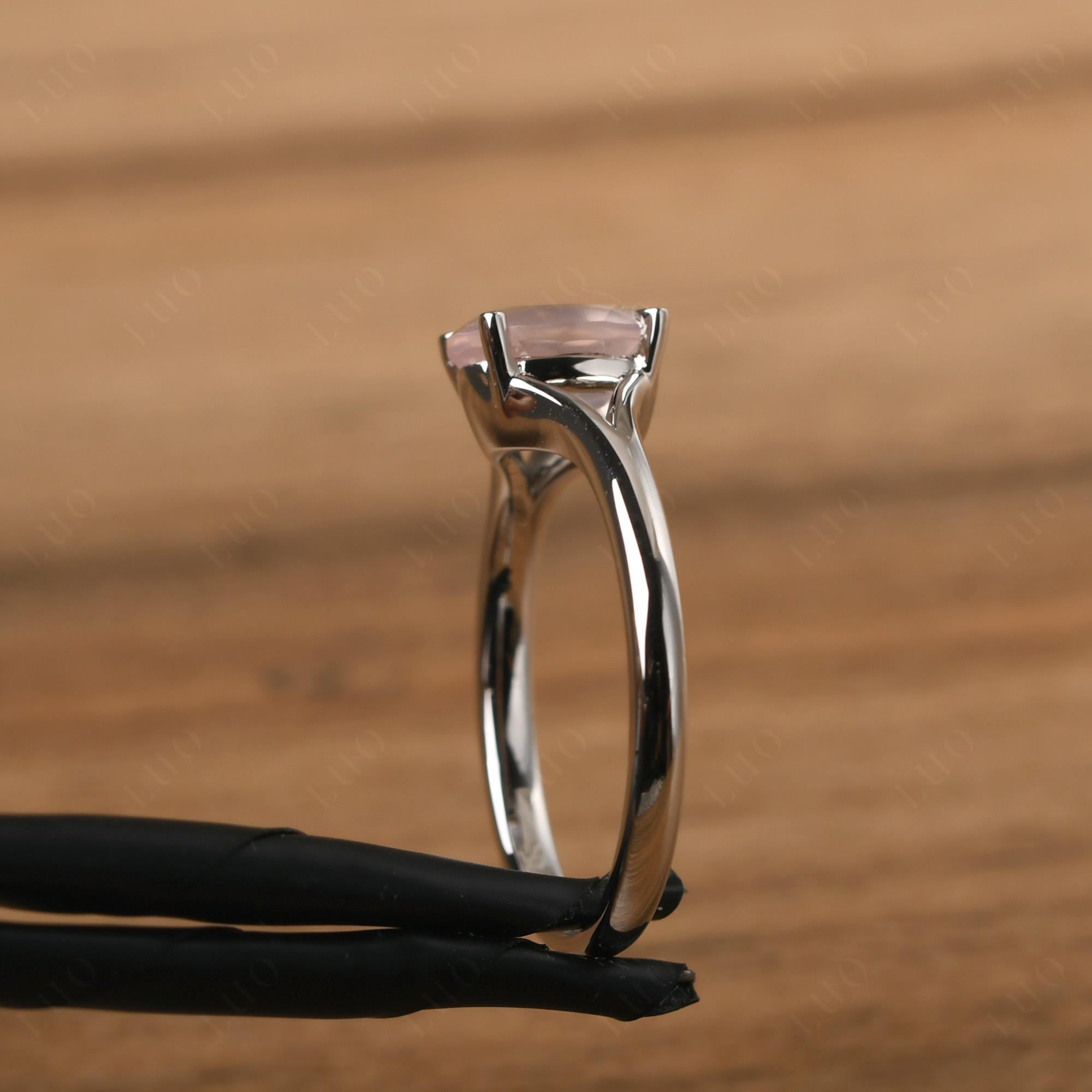 Rose Quartz Solitaire Promise Ring - LUO Jewelry 