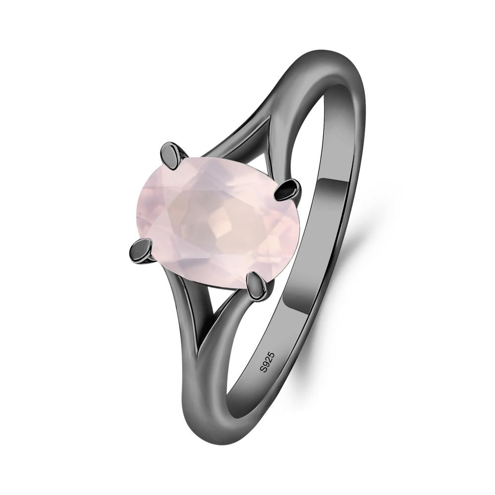 Rose Quartz Solitaire Promise Ring - LUO Jewelry #metal_black finish sterling silver