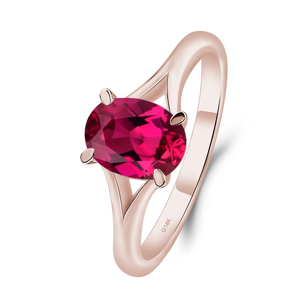 Ruby Split Shank Engagement Ring - LUO Jewelry #metal_14k rose gold