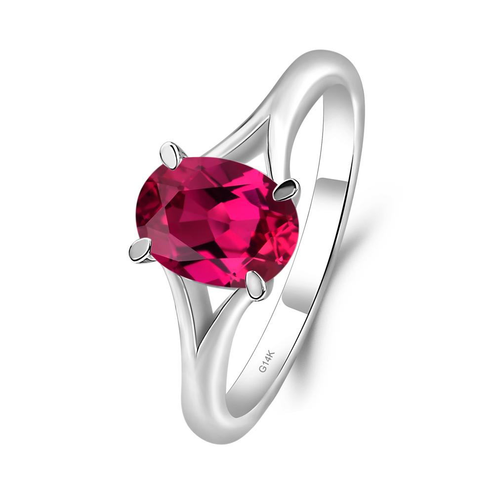 Ruby Split Shank Engagement Ring - LUO Jewelry #metal_14k white gold