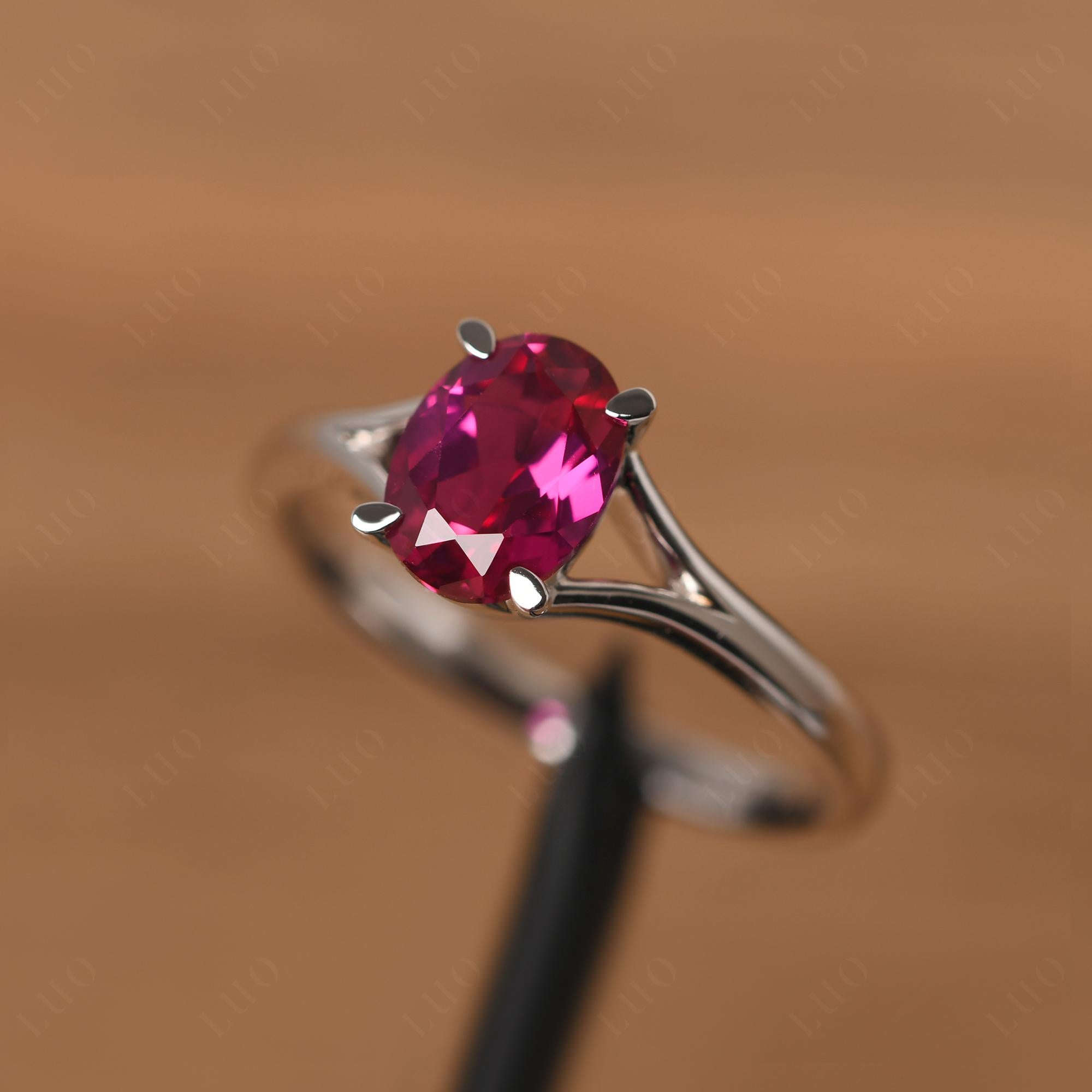 Ruby Split Shank Engagement Ring - LUO Jewelry 