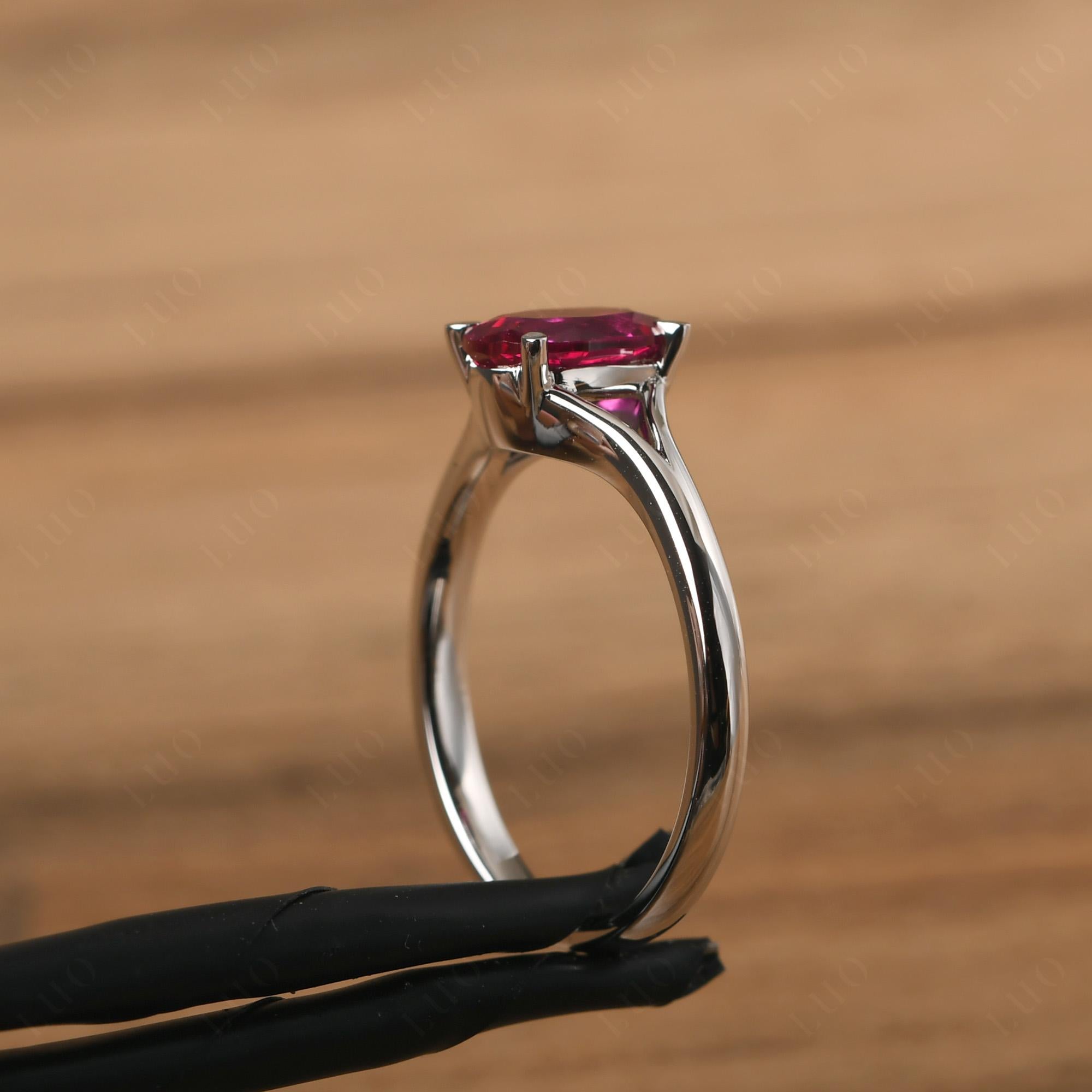 Ruby Split Shank Engagement Ring - LUO Jewelry 