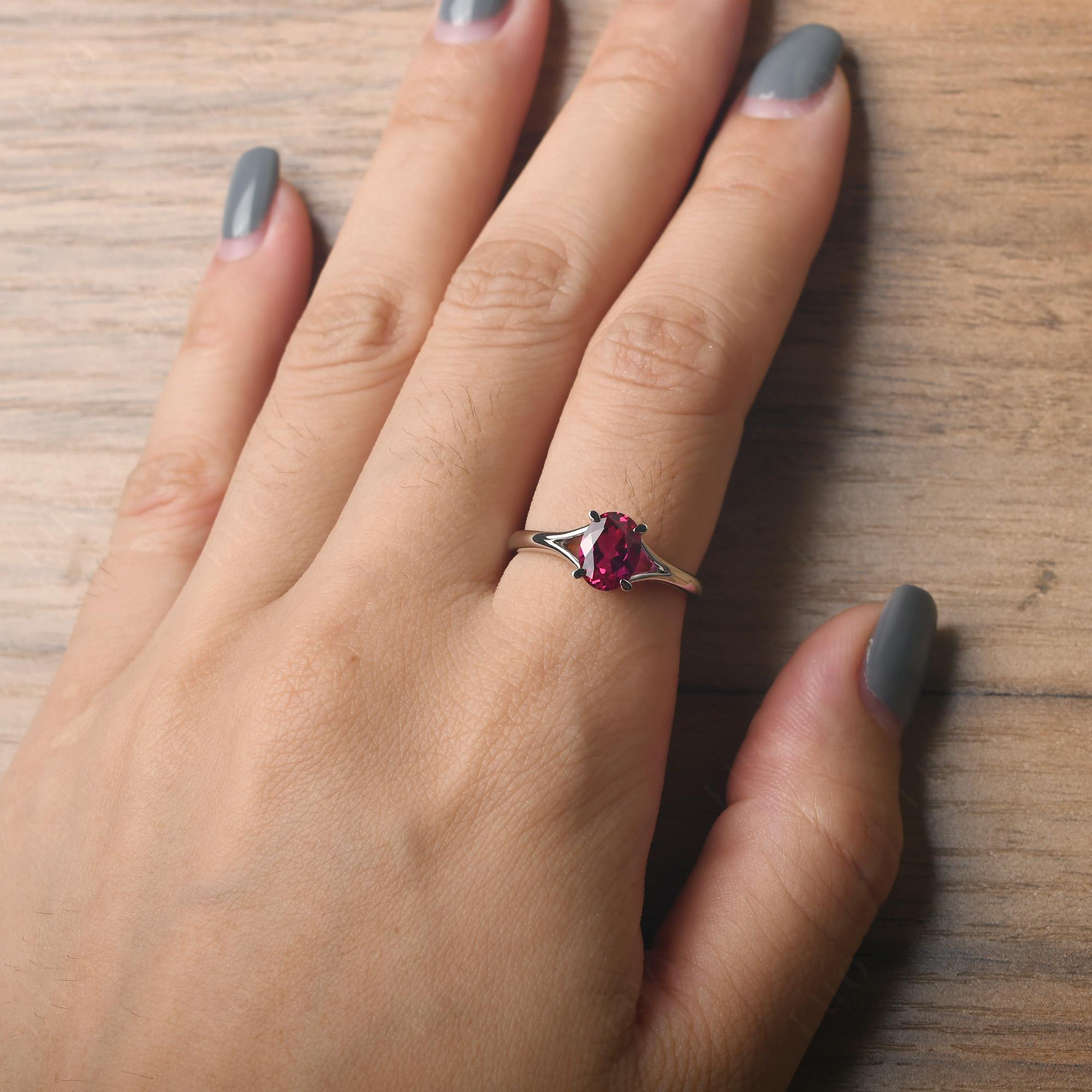 Ruby Split Shank Engagement Ring - LUO Jewelry 