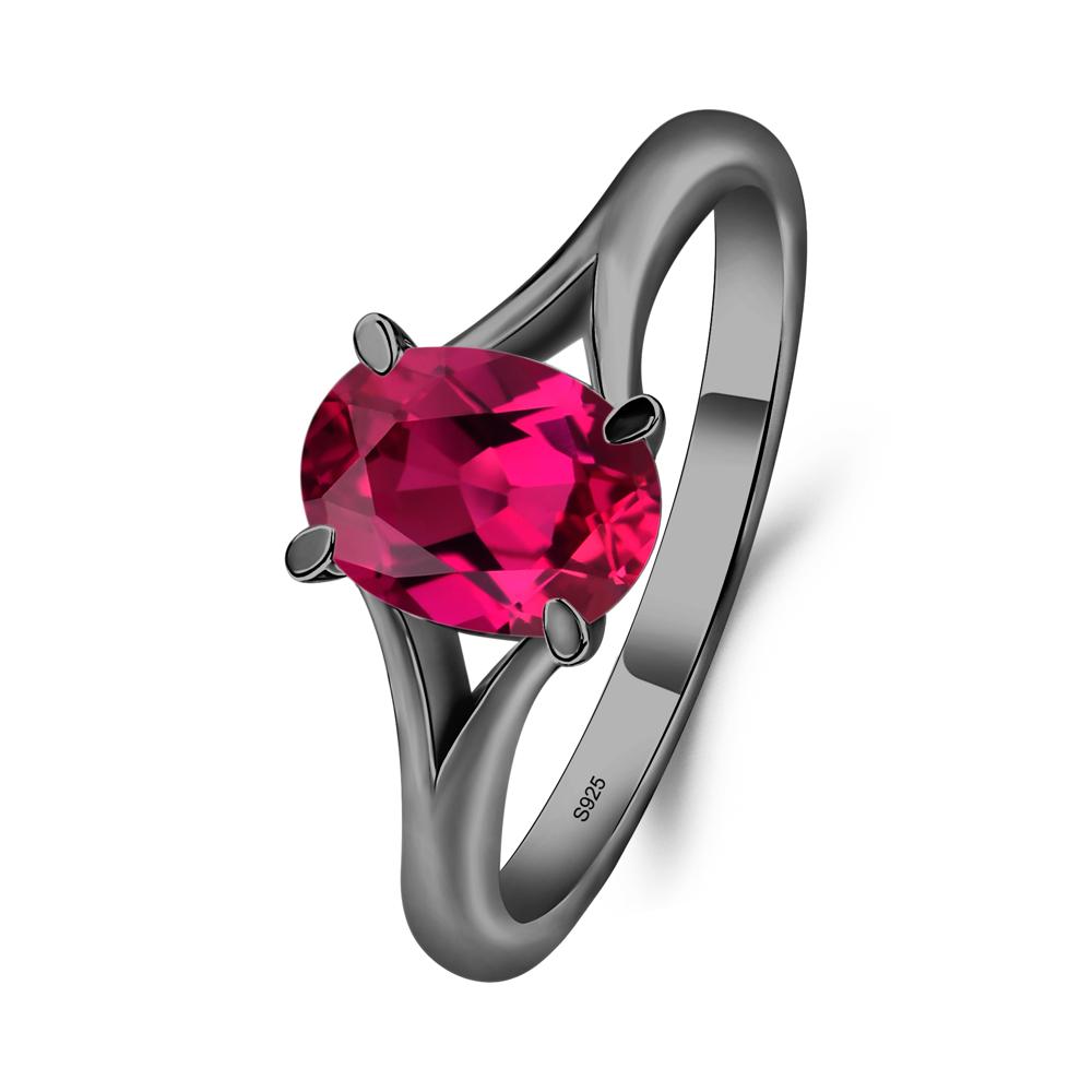 Ruby Split Shank Engagement Ring - LUO Jewelry #metal_black finish sterling silver