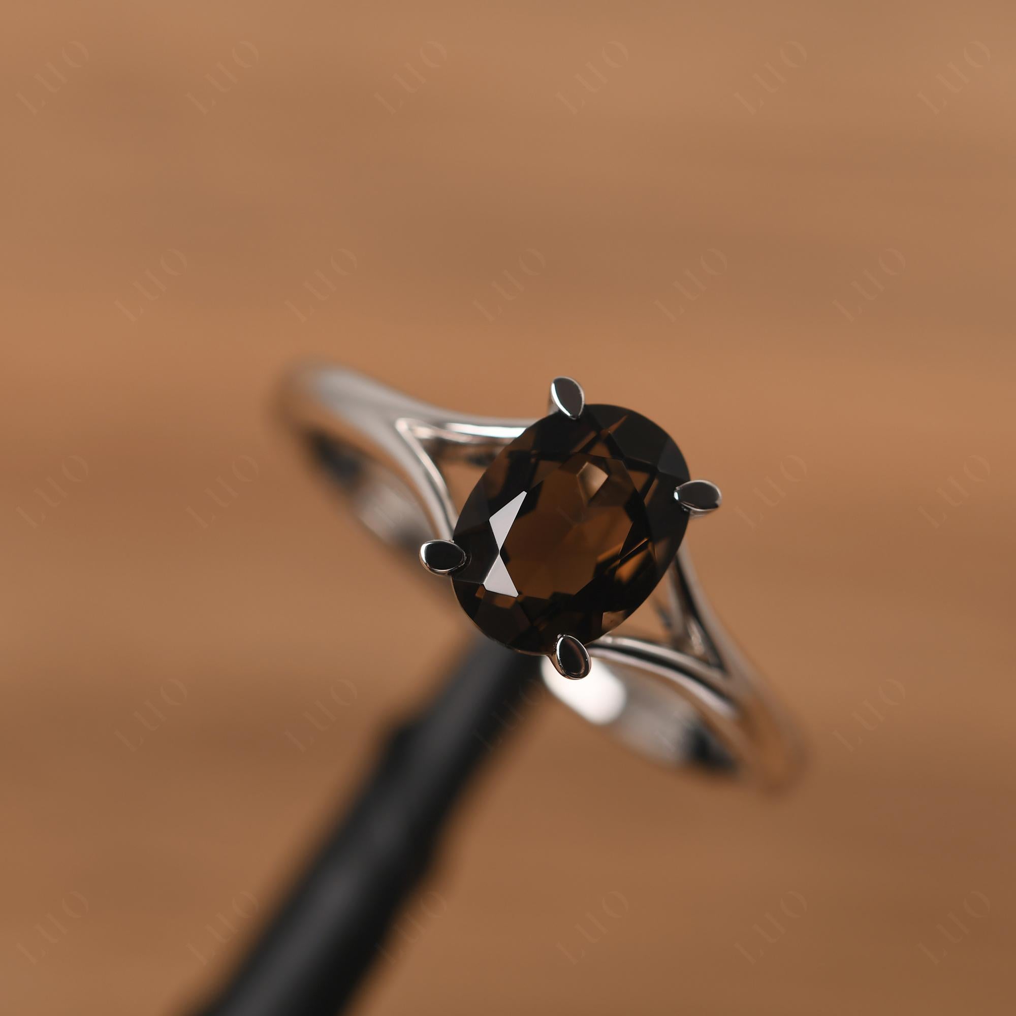 Smoky Quartz Solitaire Promise Ring - LUO Jewelry 