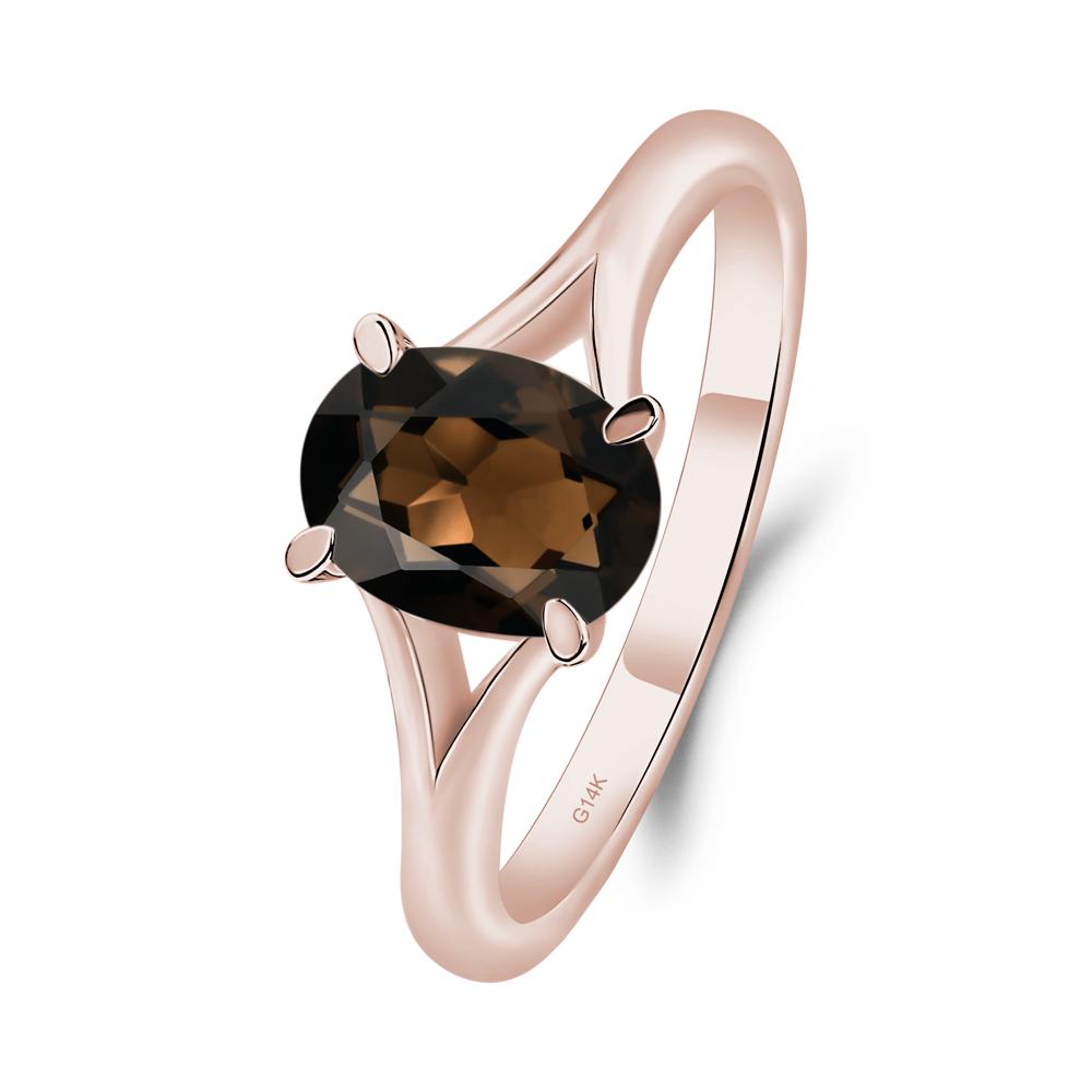 Smoky Quartz Solitaire Promise Ring - LUO Jewelry #metal_14k rose gold