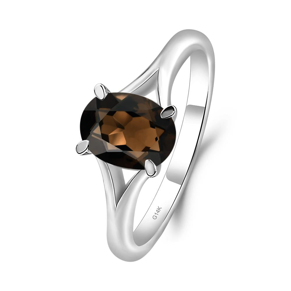 Smoky Quartz Solitaire Promise Ring - LUO Jewelry #metal_14k white gold