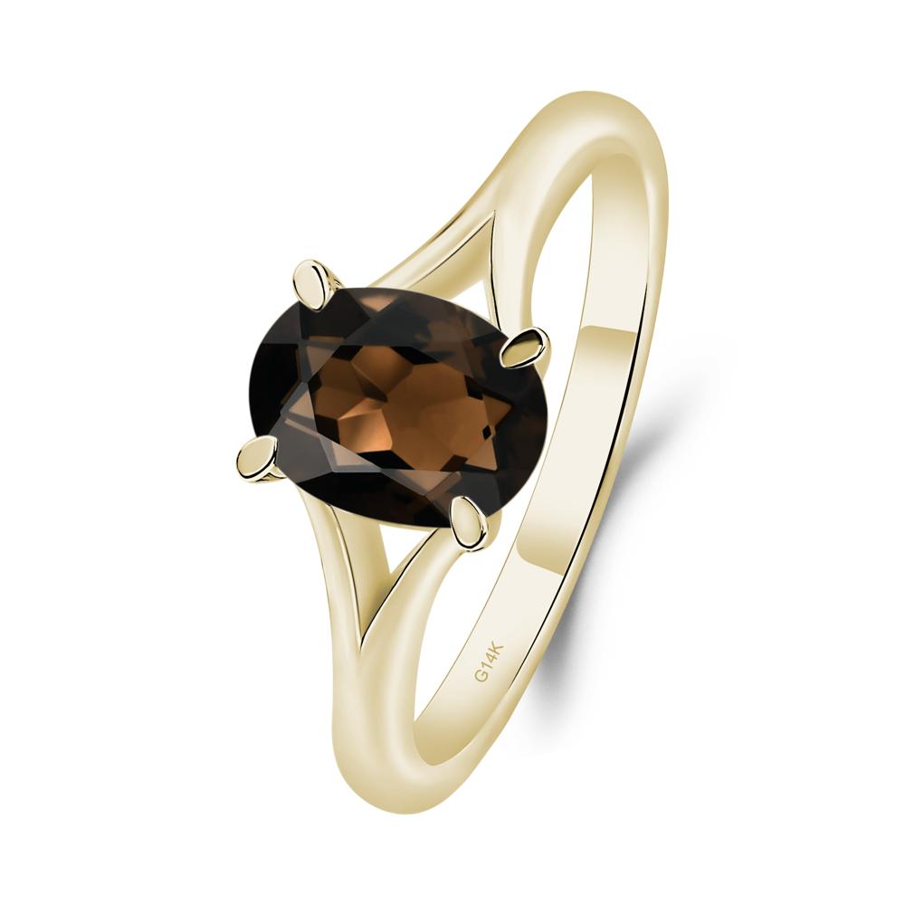 Smoky Quartz Solitaire Promise Ring - LUO Jewelry #metal_14k yellow gold