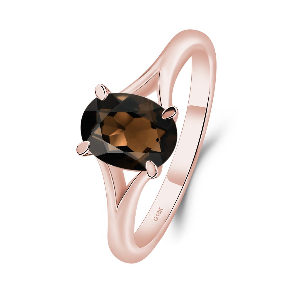 Smoky Quartz Solitaire Promise Ring - LUO Jewelry #metal_18k rose gold