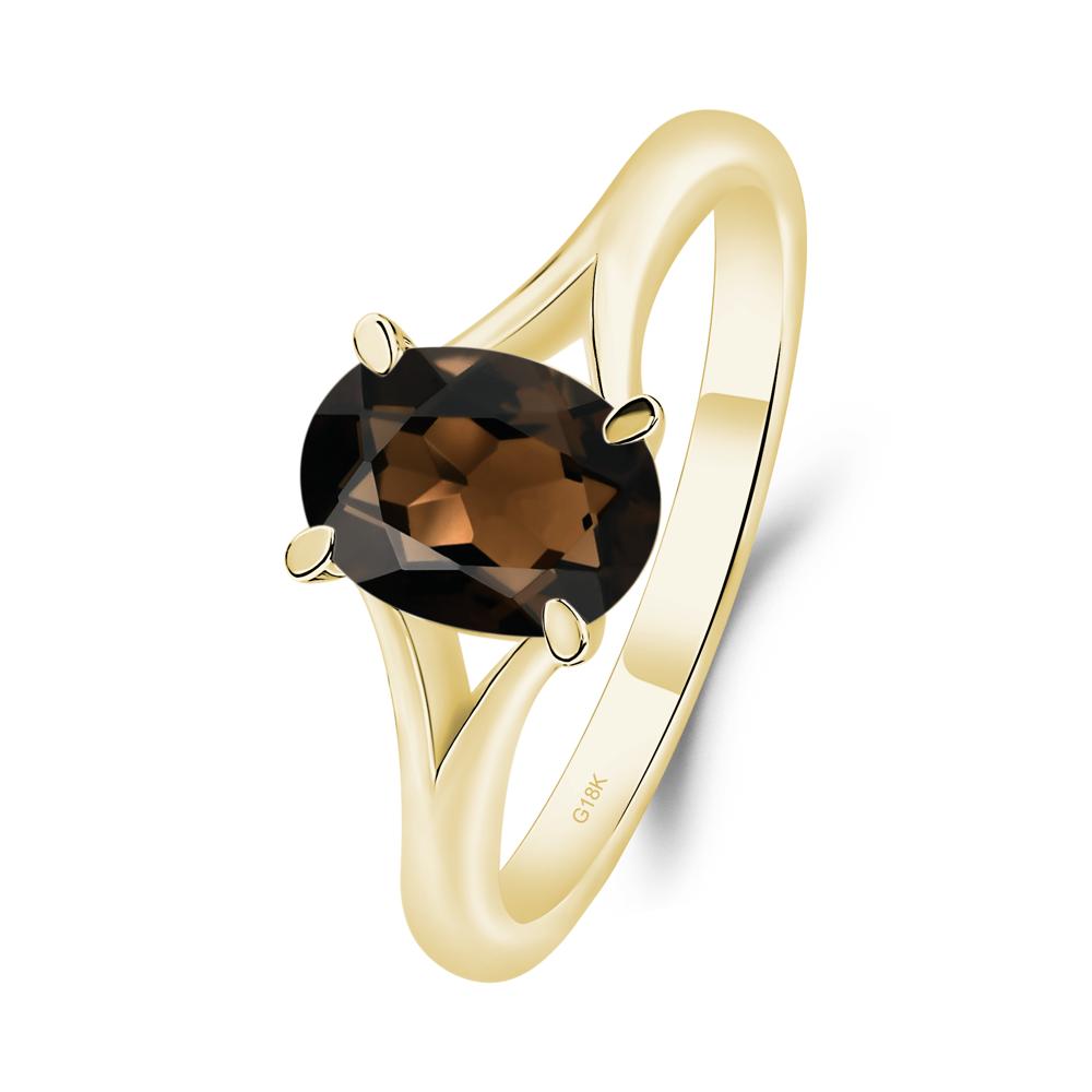 Smoky Quartz Solitaire Promise Ring - LUO Jewelry #metal_18k yellow gold