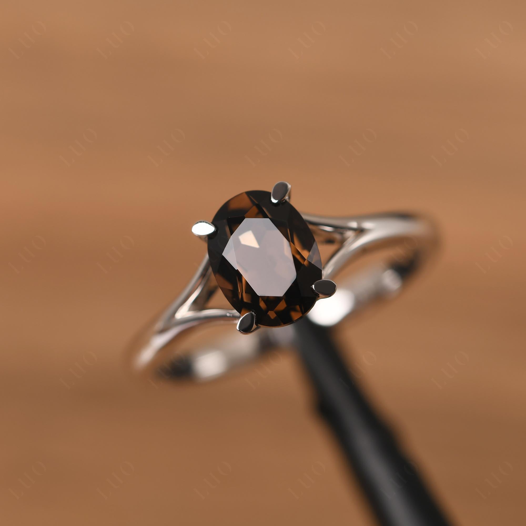 Smoky Quartz Solitaire Promise Ring - LUO Jewelry 