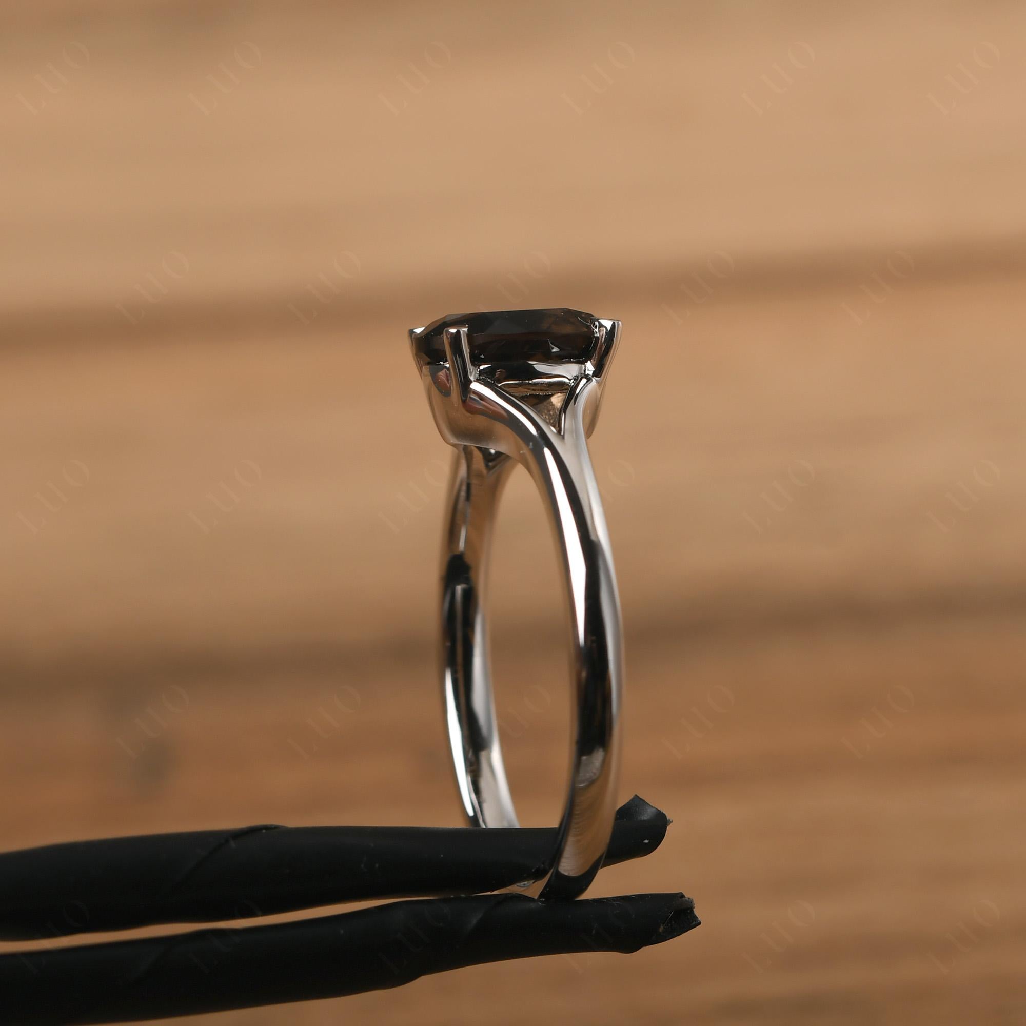 Smoky Quartz Solitaire Promise Ring - LUO Jewelry 