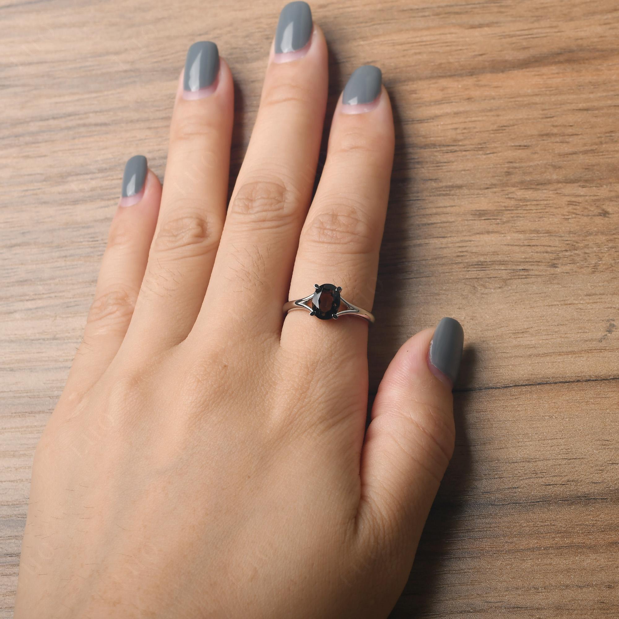 Smoky Quartz Solitaire Promise Ring - LUO Jewelry 