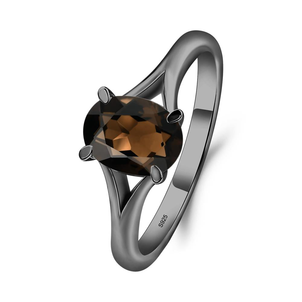 Smoky Quartz Solitaire Promise Ring - LUO Jewelry #metal_black finish sterling silver