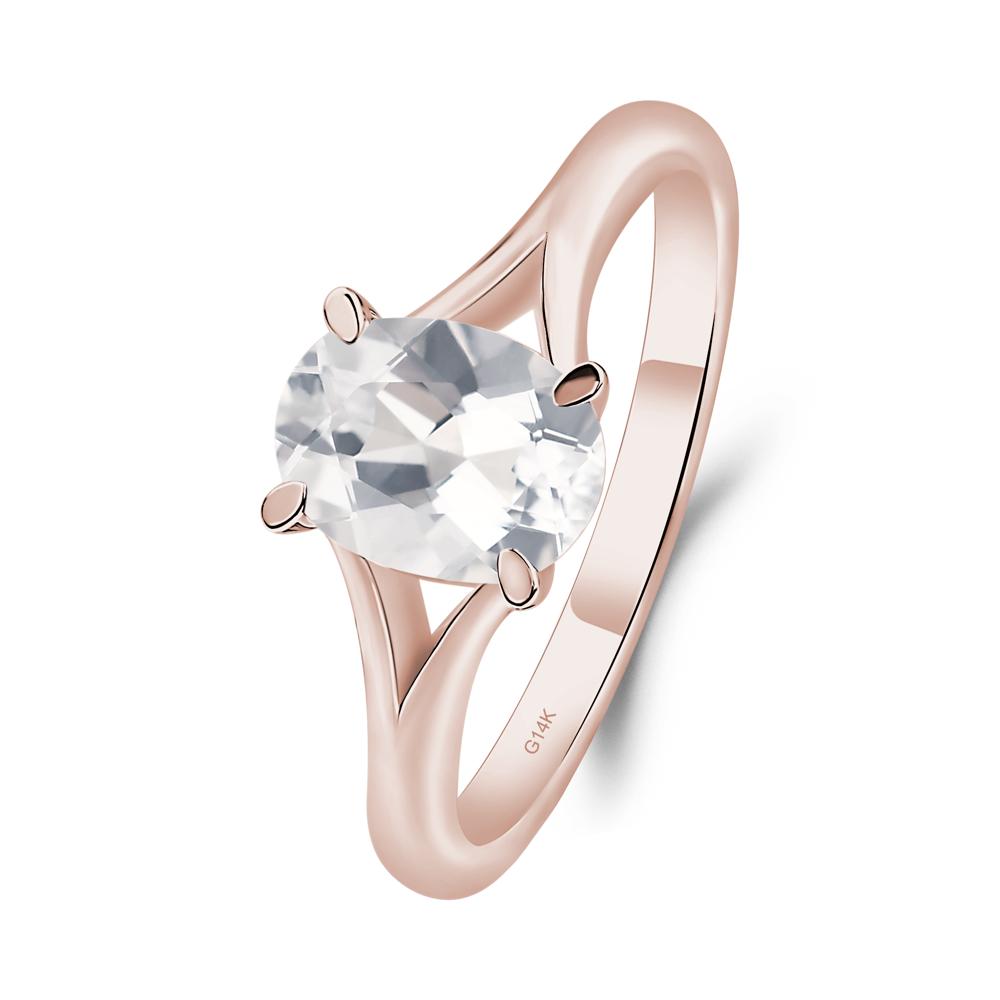 White Topaz Split Shank Engagement Ring - LUO Jewelry #metal_14k rose gold