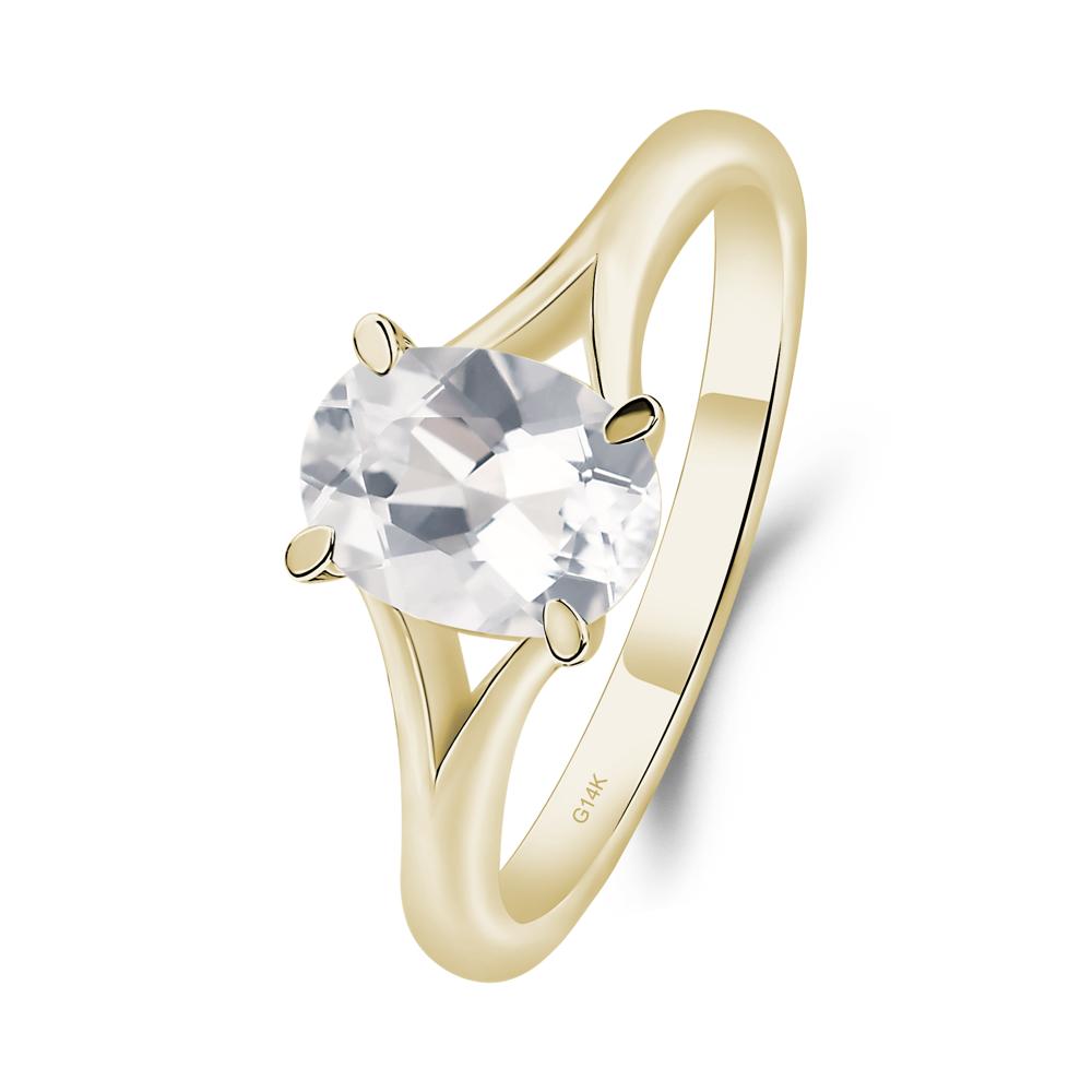 White Topaz Split Shank Engagement Ring - LUO Jewelry #metal_14k yellow gold