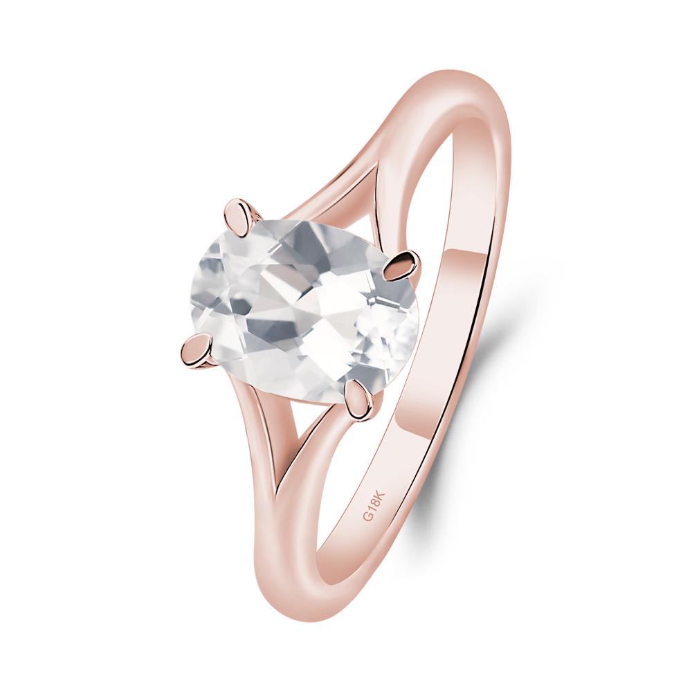 White Topaz Split Shank Engagement Ring - LUO Jewelry #metal_18k rose gold