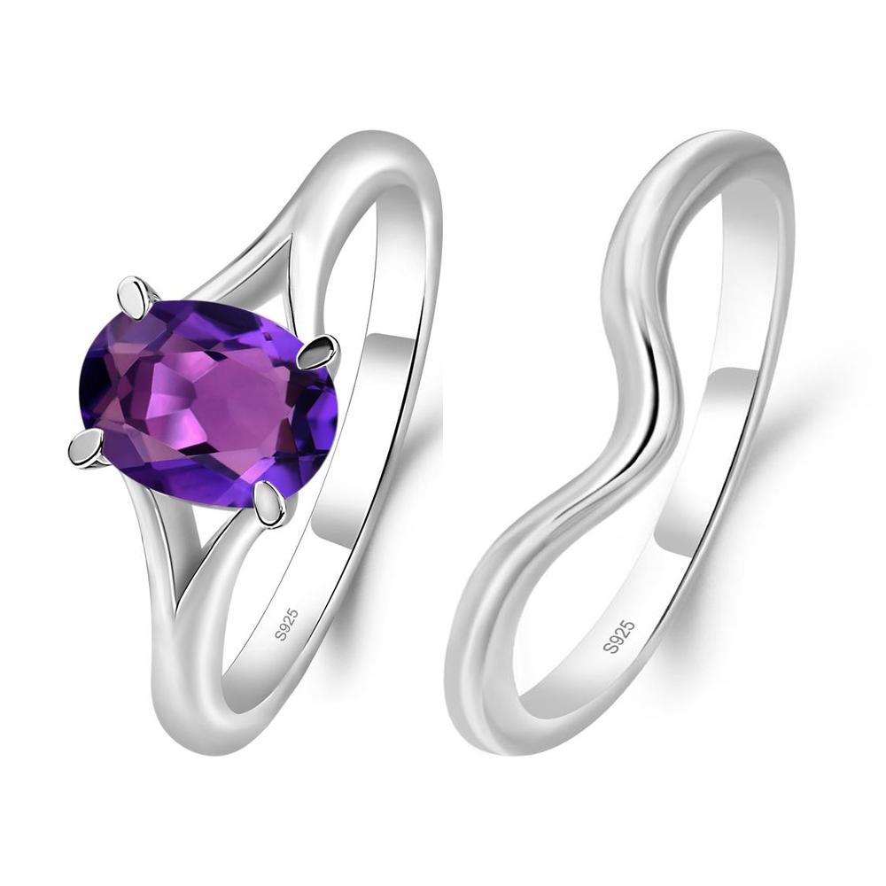 Amethyst Split Shank Ring - LUO Jewelry #metal_xxxxx