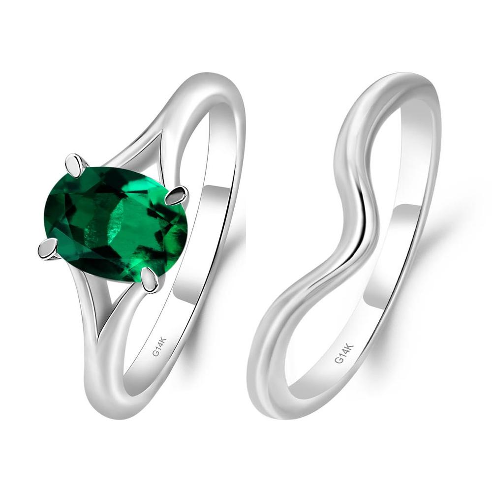 Emerald Split Shank Engagement Ring - LUO Jewelry #metal_xxxxx