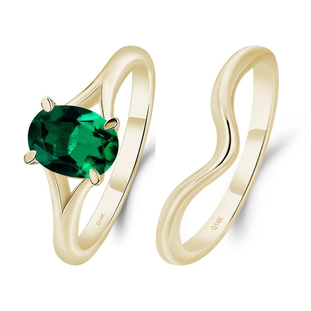 Emerald Split Shank Engagement Ring - LUO Jewelry #metal_xxxxx