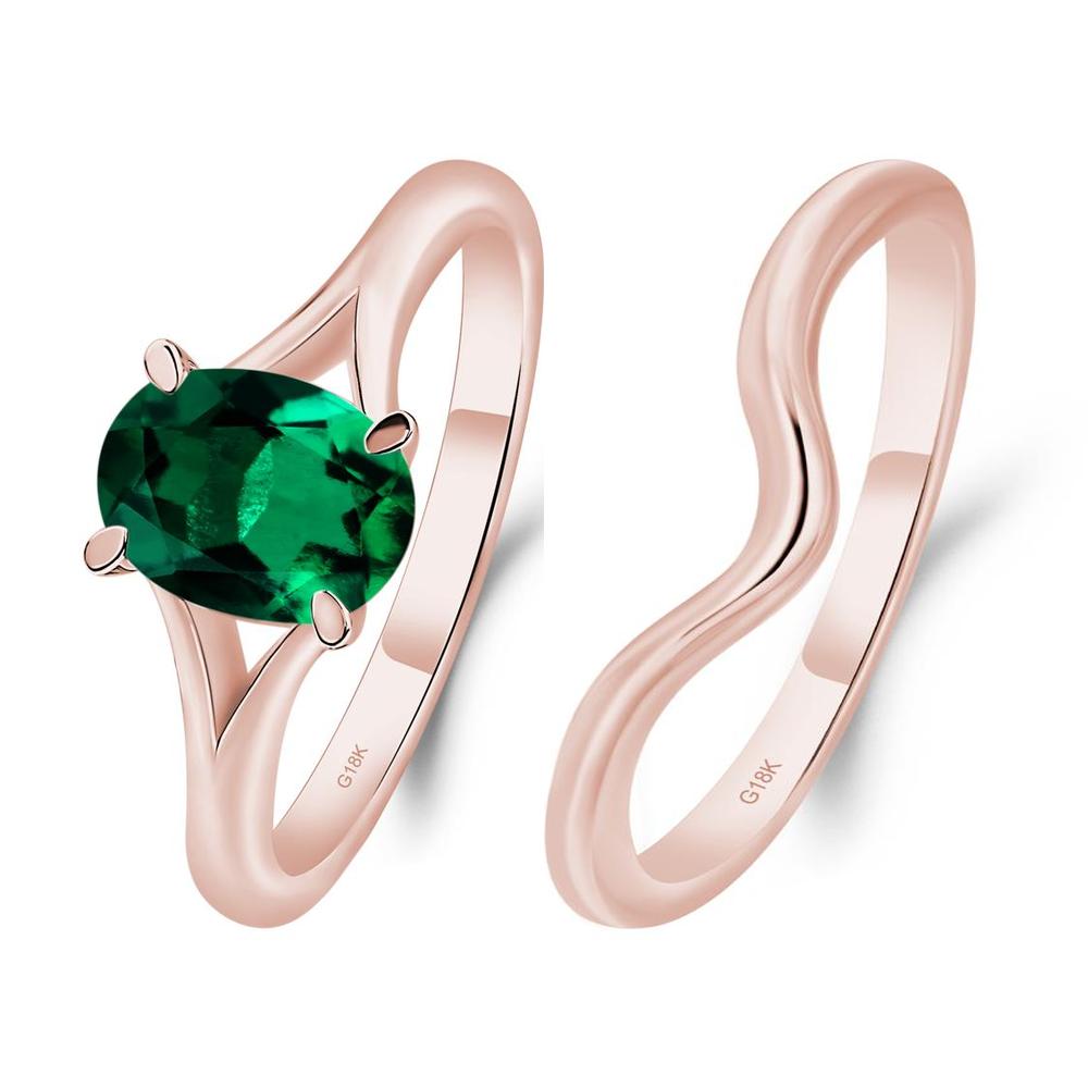 Emerald Split Shank Engagement Ring - LUO Jewelry #metal_xxxxx