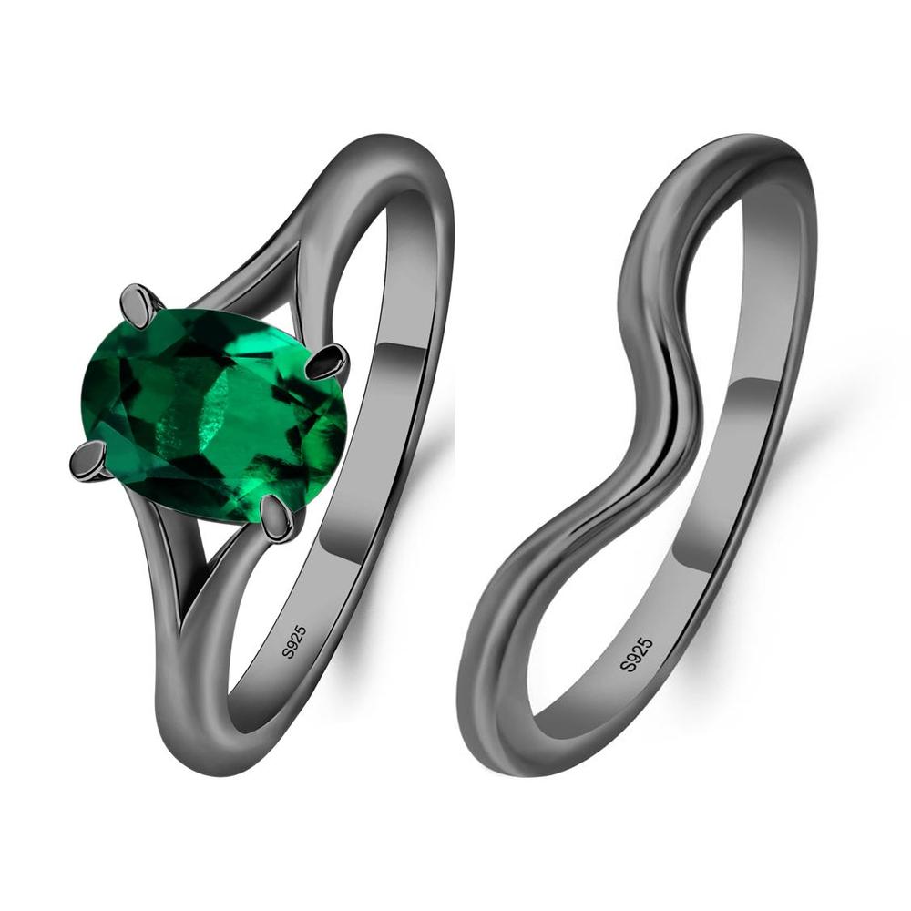 Emerald Split Shank Engagement Ring - LUO Jewelry #metal_xxxxx