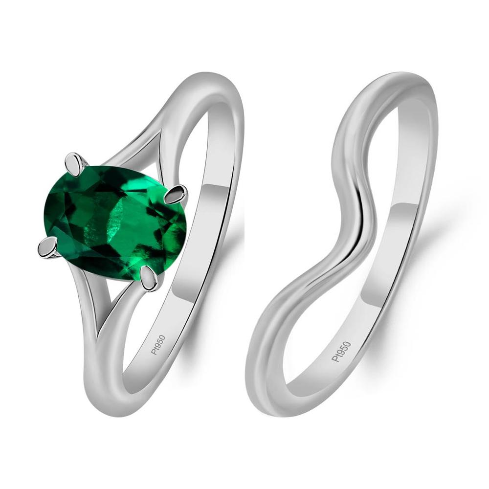 Emerald Split Shank Engagement Ring - LUO Jewelry #metal_xxxxx