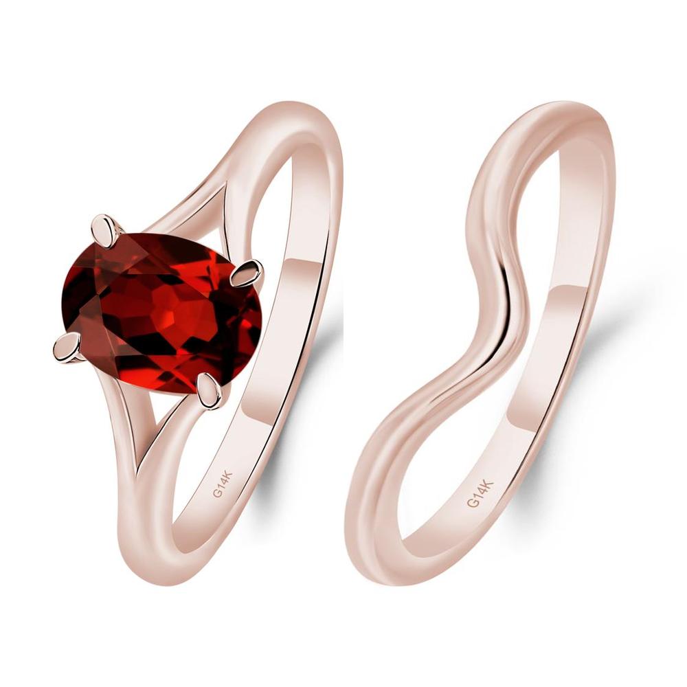 Garnet Split Shank Ring - LUO Jewelry #metal_xxxxx