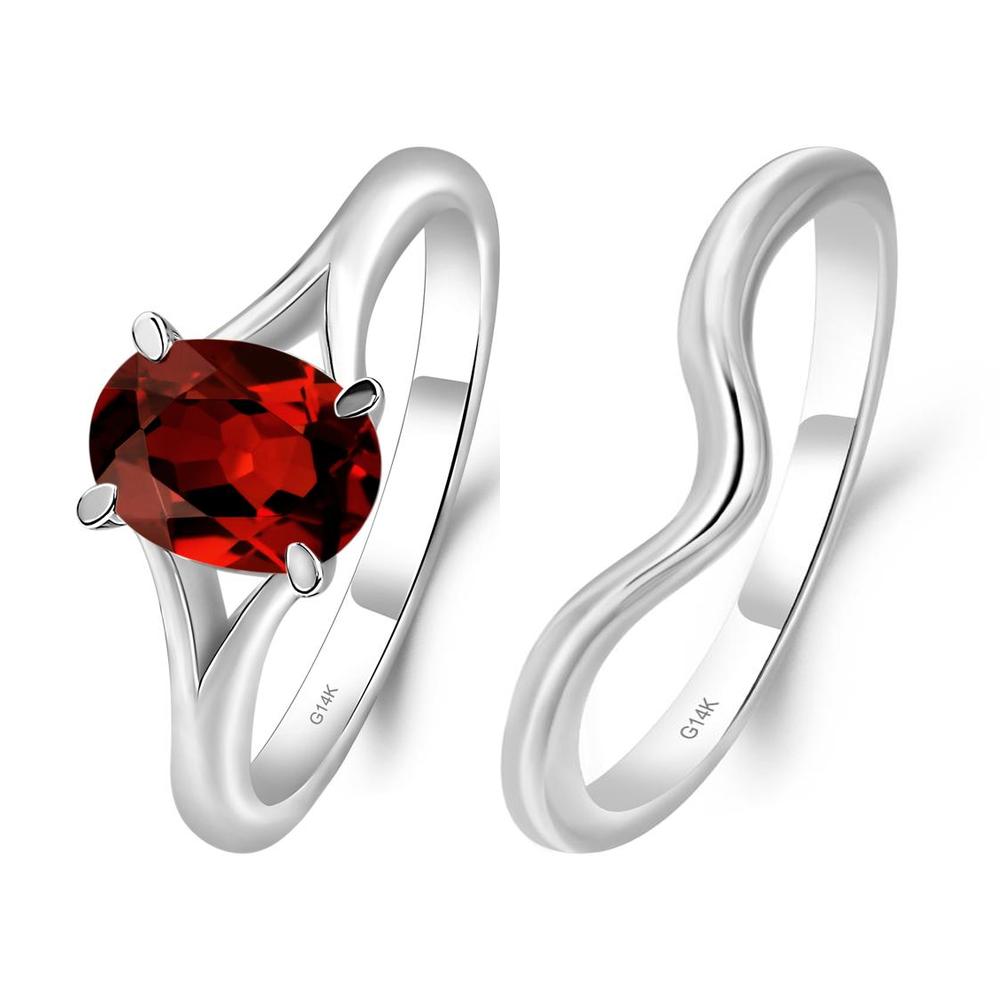 Garnet Split Shank Ring - LUO Jewelry #metal_xxxxx