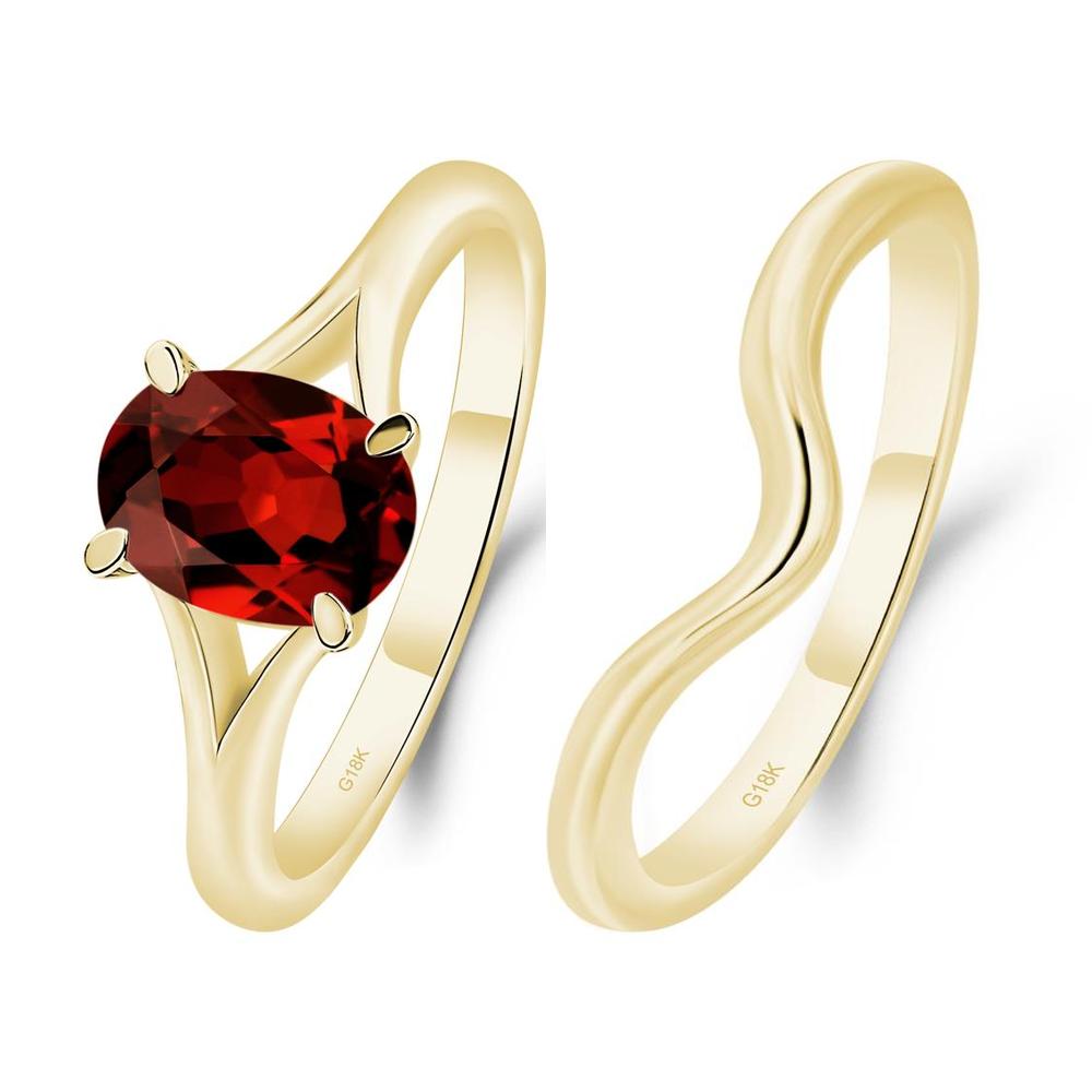 Garnet Split Shank Ring - LUO Jewelry #metal_xxxxx