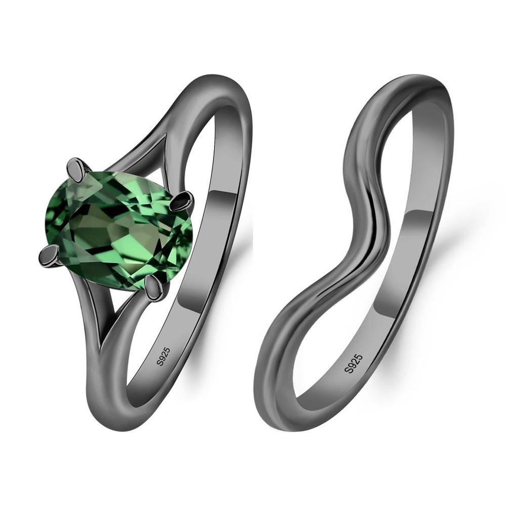 Green Sapphire Split Shank Engagement Ring - LUO Jewelry #metal_xxxxx