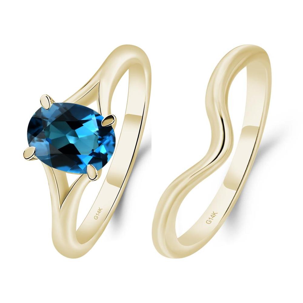 London Blue Topaz Split Shank Ring - LUO Jewelry #metal_xxxxx