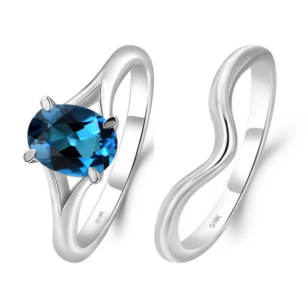 London Blue Topaz Split Shank Ring - LUO Jewelry #metal_xxxxx