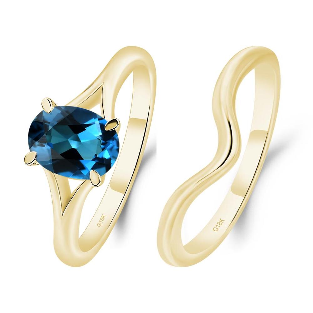 London Blue Topaz Split Shank Ring - LUO Jewelry #metal_xxxxx