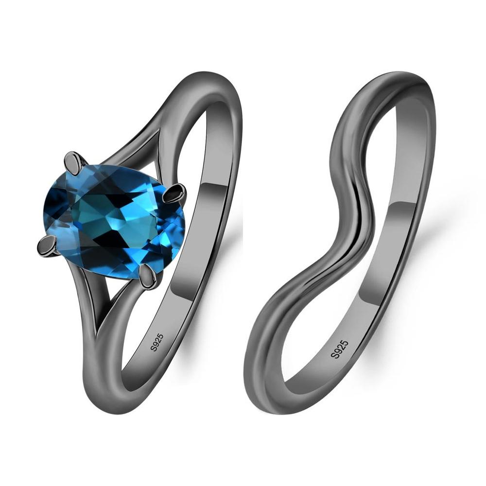 London Blue Topaz Split Shank Ring - LUO Jewelry #metal_xxxxx