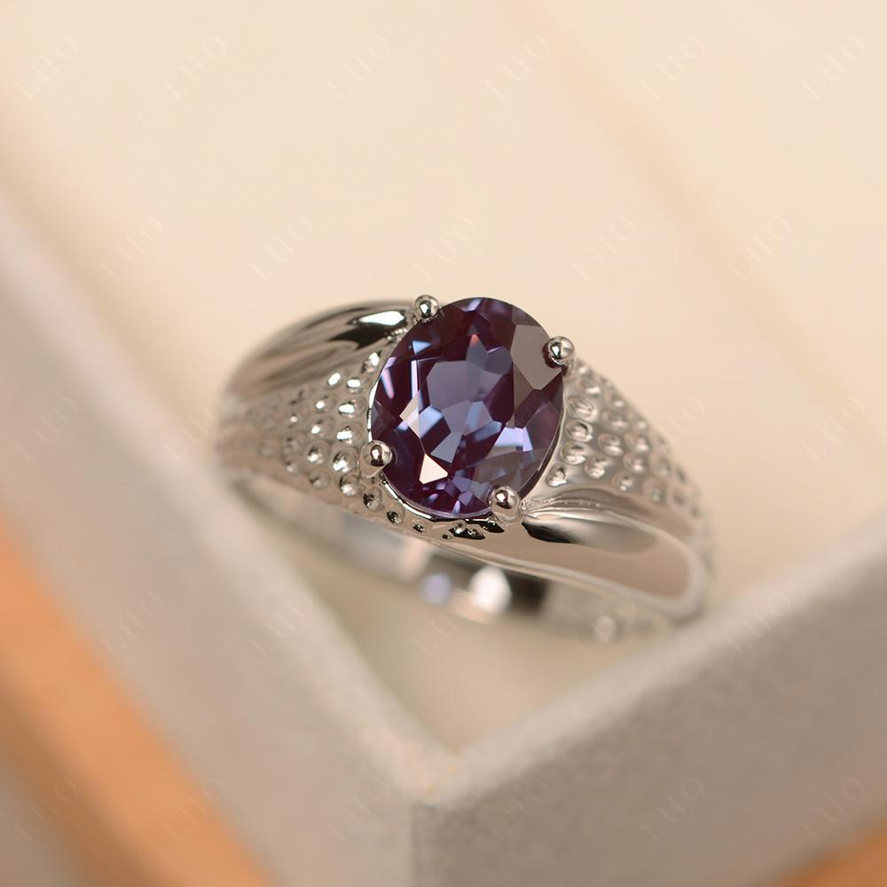 Rugged Oval Alexandrite Ring for Men