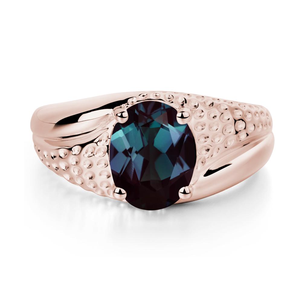 Rugged Oval Alexandrite Ring for Men - LUO Jewelry #metal_14k rose gold