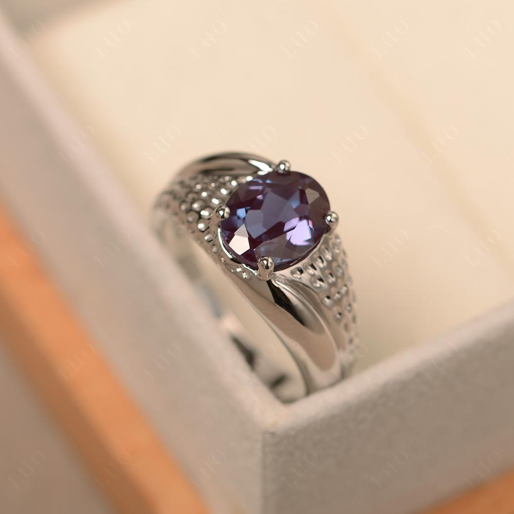 Rugged Oval Alexandrite Ring for Men