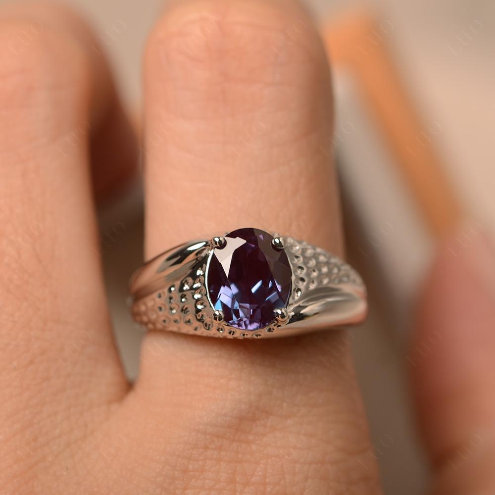 Rugged Oval Alexandrite Ring for Men